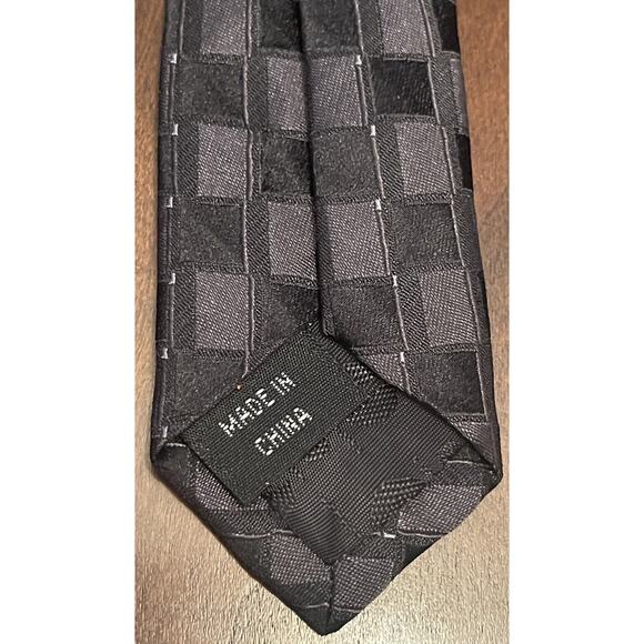 Perry Ellis Portfolio Black 100% Silk Men’s Neck Tie Made In China - Picture 7 of 9